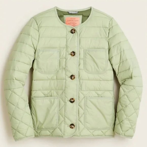 NWT J. Crew Faded Pistachio Puffer Jacket Coat with PrimaLoft, sz Med - Picture 1 of 8
